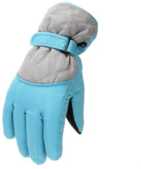9-14 Jaar Winter Thermische Ski Handschoenen Voor Kinderen Jongens Meisjes Snowboard Dikke Winddicht Wanten Buitensporten Skiën Rijden lucht blauw
