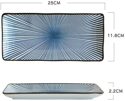 9.8 inch Japanese Style Dinner Plate Ceramic Sushi Plate Fish Dinner Dishes Rectangle Household Dinnerware