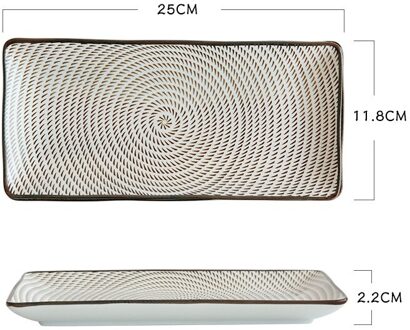 9.8 inch Japanese Style Dinner Plate Ceramic Sushi Plate Fish Dinner Dishes Rectangle Household Dinnerware