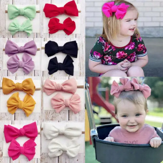 9 Colors Styles Hair Pin Lovely Baby Toddler Girls Kids Flower Bow Headband Fashion Solid Cotton Blend Hair Band Headwrap 0-2Y
