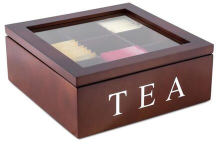 9 Compartimenten Bamboe Thee Doos Koffie Theezakje Opslag Houder Organizer Voor Keuken Kasten Thuis Thee Sieraden Houders