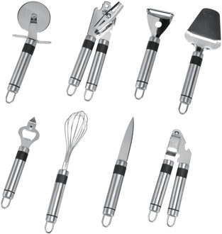 9-Delige RVS keukengerei / keukenhulp set met ophang stang