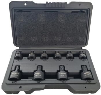 9-delige Stubby Impact Torx Bit-doppenset T10 tot T50 laag profiel WT8743