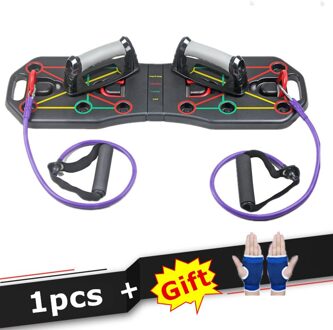 9 In 1 Push Up Board Met Instructie Print Body Building Fitness Oefening Gereedschap Mannen Vrouwen Push-Up Stands voor Gym Body Training Blauw