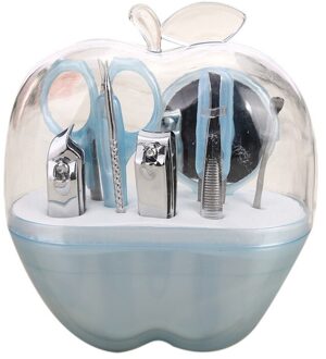 9 In 1 Set Rvs Tweezer Nail Art Clipper Schaar Tweezer Nail Art Cutter Pedicure Manicure Gereedschap blauw