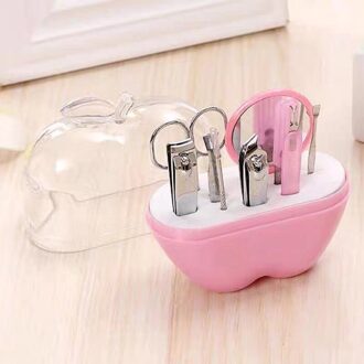 9 In 1 Set Rvs Tweezer Nail Art Clipper Schaar Tweezer Nail Art Cutter Pedicure Manicure Gereedschap roze