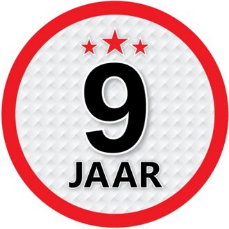 9 jaar leeftijd sticker rond 15 cm - 9 jaar verjaardag/jubileum versiering