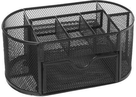 9 Opslag Multi-Functionele Desk Organizer Mesh Metalen Pen Houder Briefpapier Container Box Office Schoolbenodigdheden Caddy Zwart