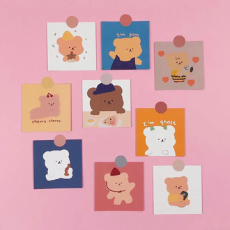 9 Pcs/pack Lovely Candy Bear Cards Bedroom Wall Decoration Girl Non-sticky Greeting Card Postcard Korean Stationery Gift