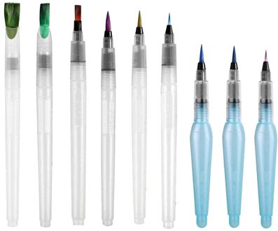 9 Pcs Set Water Verf Zachte Borstel Pen Aquarel Borstel Pen Hervulbare Nylon Borstel Tip Pen Voor Schilderij Tekening Art levert