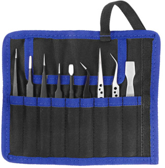 9 Pcs Tweezers Set Stainless Steel Anti-Static Precision Tweezers for Electronic Mobile Phone Repair Tools Hand Tools