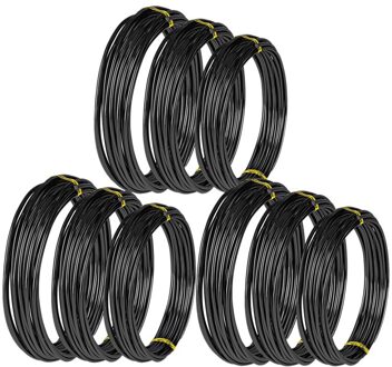 9 Rolls Totaal Bonsai Draden Geanodiseerd Aluminium Bonsai Training Draad Met 3 Sizes1.0 1.5 2.0 Mm zwart