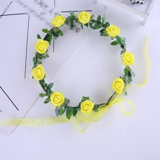 9 Rose Krans Hoofdtooi Bruid Bruidsmeisje Bruiloft Foto Haar Ornamenten Rotan Bloemen geel