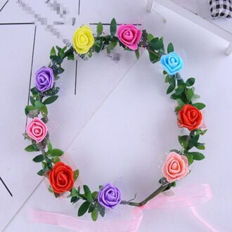 9 Rose Krans Hoofdtooi Bruid Bruidsmeisje Bruiloft Foto Haar Ornamenten Rotan Bloemen MULTI