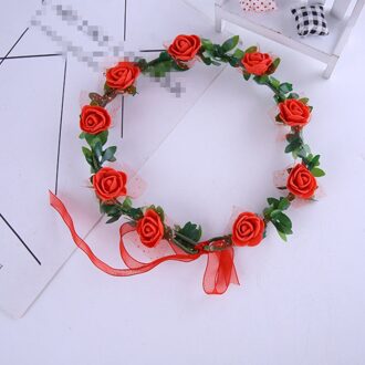 9 Rose Krans Hoofdtooi Bruid Bruidsmeisje Bruiloft Foto Haar Ornamenten Rotan Bloemen Rood