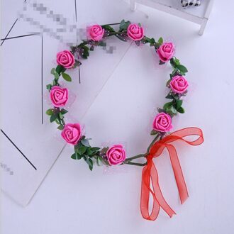 9 Rose Krans Hoofdtooi Bruid Bruidsmeisje Bruiloft Foto Haar Ornamenten Rotan Bloemen roos rood