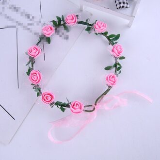 9 Rose Krans Hoofdtooi Bruid Bruidsmeisje Bruiloft Foto Haar Ornamenten Rotan Bloemen Roze