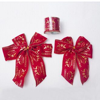 9 Stk/set Lint Trim Satin Grosgrain Goud Rood Elanden Plaid Singels Boom Decor Diy Strik Cadeaupapier Band Kerst Strikken xmas