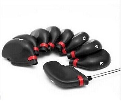 9 stks Golf Iron Head Neopreen Covers-Zwart Met Rood