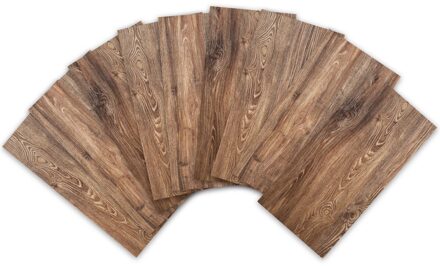 9 Stks/pak Donkerbruin Houten Zelfklevende Pvc Muur Stickers Diy Badkamer Keuken Wandtegel Trap Sticker 20x10cm