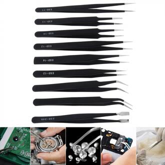 9 Stks/partij Precisie Pincet Set Anti-Statische Roestvrijstalen Pincet Voor Ambacht, Sieraden, Elektronica, Laboratorium
