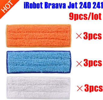 9 stks/partij robot cleaner borstels onderdelen 3pcs Nat Pad Mop + 3pcsDamp Pad Mop + 3pcs droog Pad Mop voor iRobot Braava Jet 240 241