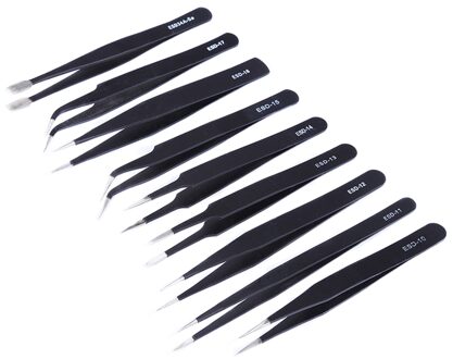 9 stks/partij Rvs ESD Pincet Precisie Pinzas Pinzette Industriële Pincet Elektronische Telefoon Reparatie Tools