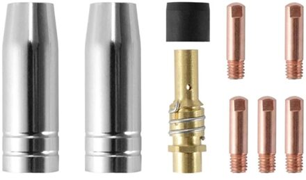9 Stks/set 15Ak Mig/Mag Lassen Nozzle Contact Tips 0.8X25Mm M6 Gas Connector