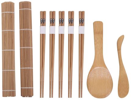 9 Stks/set Bamboe Sushi Maken Gereedschappen Rolling Matten Eetstokjes Rijst Strooier Sushi Gereedschap Big
