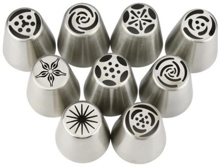 9 stks/set Gebak Nozzle Voor Cake Grote Roestvrijstalen Rusland Icing Piping Zozzles Tips Cupcake Cake Decoratie Accessoires Tool