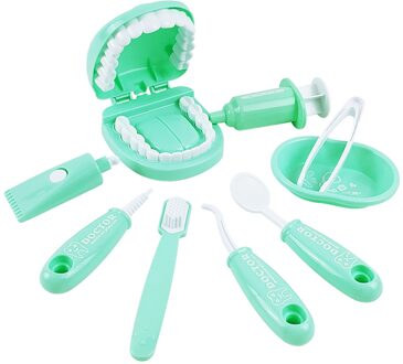 9 Stks/set Kids Pretend Play Toy Tandarts Controleren Tanden Model Voor Artsen Rollenspel Speelgoed Grappige Educatief Juguetes De Los niños L3 groen