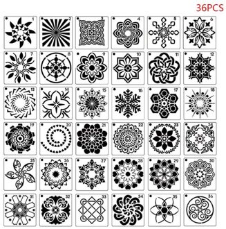 9 Stks/set Mandala Stencil Tekening Sjabloon Voor Tegel Floor Schilderen Board Diy Album Scrapbooking Decor 36stk