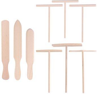 9 Stks/set Pannenkoek Koken Gebruiksvoorwerpen Houten Crêpe Spreader En Spatel Non-stick Tortilla Hark Beslag Verspreiden Gereedschap