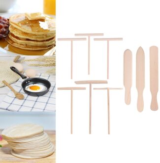 9 Stks/set Pannenkoek Koken Gebruiksvoorwerpen Houten Crêpe Spreader En Spatel Non-stick Tortilla Hark Beslag Verspreiden Gereedschap