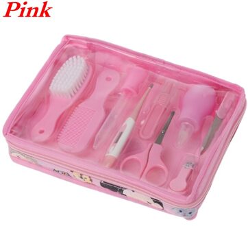 9 Stks/set Pasgeboren Baby Kids Nail Haar Thermometer Grooming Brush Kit 40JC roze