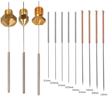 9 Stks/set Rvs Metalen Mondstuk Reinigen Naald Cleaner Boor 0.2Mm-1Mm Voor 3D Printer Onderdelen accessoires