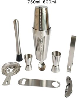 9 Stuks 450Ml 600Ml 750Ml Boston Dubbele Wodka Shaker Bar Gereedschap Bpa Gratis Rvs 304 Whisky Cocktail Shakers 10stk 750ml 600ml
