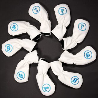 9 Stuks/Baghusky Ijzer Headcover Golf Iron Club Head Covers Met Pu En Pluis Materiaal wit