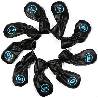 9 Stuks/Baghusky Ijzer Headcover Golf Iron Club Head Covers Met Pu En Pluis Materiaal zwart