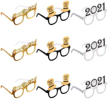 9 Stuks Gelukkig Nieuwjaar Party Favor Bril Photo Booth Props Voor Viering Party Favor Festival Levert Decoratie