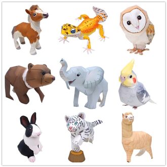 9 Stuks Kat Hond Tijger Paard Hond Pet Papier Model Handgemaakte Diy Ouder En Kind Educatief Activiteit Papier Snijden Chinese Version