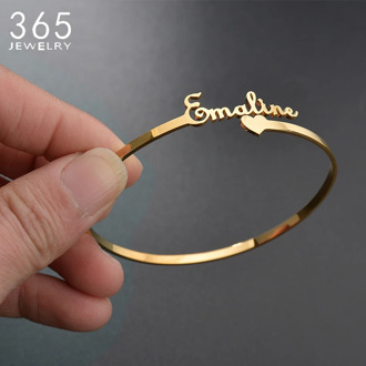 9 Styles New Stainless Steel Customized Bangle Personalized Nameplate Letter Heart Bracelet For Women Girl Jewelry Wedding Gift