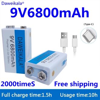 9 V 6800Mah Li-Ion Oplaadbare Batterij Micro Usb Batterijen 9 V Lithium Voor Multimeter Microfoon Speelgoed Afstandsbediening ktv Gebruik 350mAh1PCS