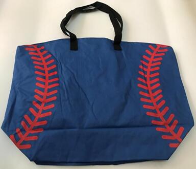 9 Verschillende Zwarte Baseball Voetbal Stiksels Tassen Vrouwen & Kids Katoenen Canvas Sport Tassen Honkbal Softbal Tote Tas Voor koninklijk blauw