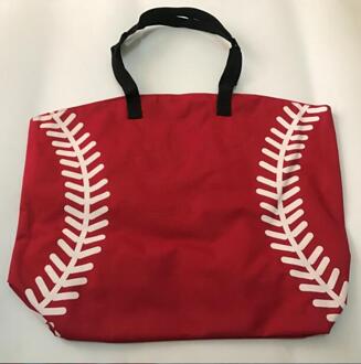 9 Verschillende Zwarte Baseball Voetbal Stiksels Tassen Vrouwen & Kids Katoenen Canvas Sport Tassen Honkbal Softbal Tote Tas Voor rood
