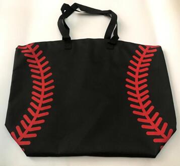 9 Verschillende Zwarte Baseball Voetbal Stiksels Tassen Vrouwen & Kids Katoenen Canvas Sport Tassen Honkbal Softbal Tote Tas Voor