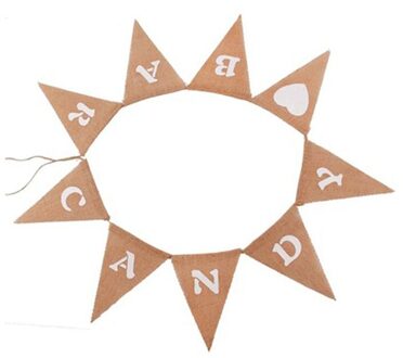 9 vlaggen Retro Hessische Jute Stof Rustieke Jute Bunting Banners Candy Bar Hart Print Banner voor Party Decoratie Benodigdheden