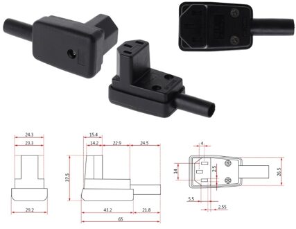 90 Graden Schuine Iec 320 C13 Vrouwelijke Plug Ac 10A 250V Netsnoer Kabel Connector