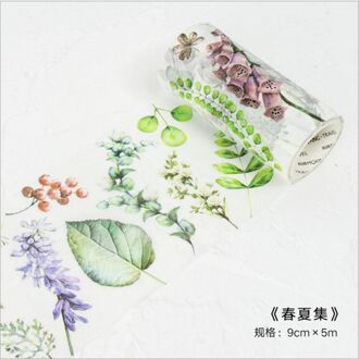 90 Mm Breed Lente Bloemen Zomer Planten Bladeren Decoratieve Washi Tape Diy Planner Dagboek Scrapbooking Masking Tape Escolar