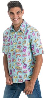 90's Blouse Blauw Michael Multikleur - Print